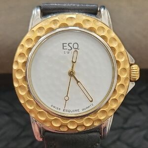 ESQ (Movado) Swiss Gold Tone and Black Quartz Golf Watch-Mens